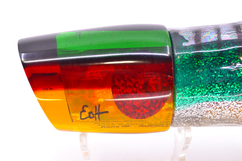 Marlin Magic "Rasta" Yellow Awabi Green-Red Back Red Eyes Ruckus 12" 11oz Skirted Green Aurora