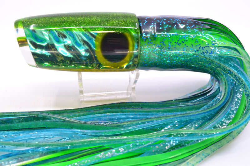 Coggin Lures Ice Blue-Akule Dichro Green Back Copycat Plunger 14" 12oz Skirted
