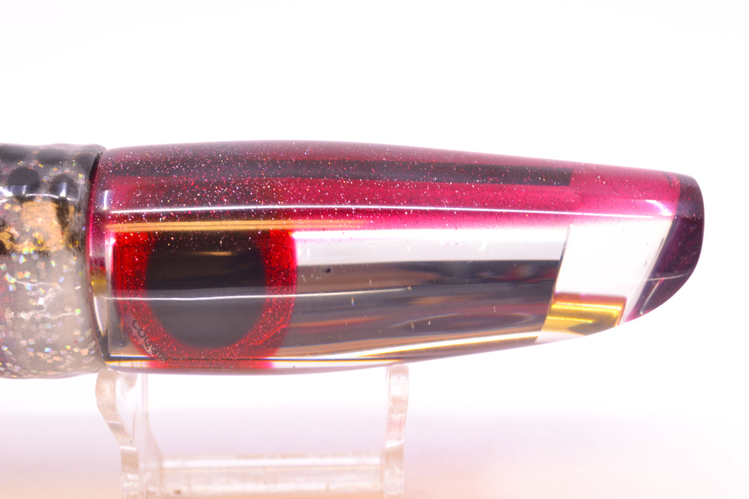 Coggin Lures Clear Mirrored Plum Back Old Style Stick Troll Swimmer 12" 7oz Skirted GZE