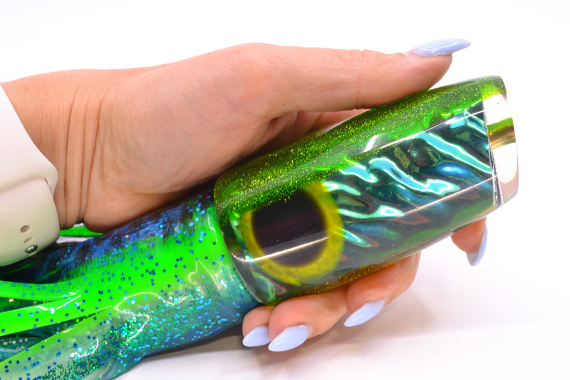 Coggin Lures Ice Blue-Akule Dichro Green Back Copycat Plunger 14" 12oz Skirted