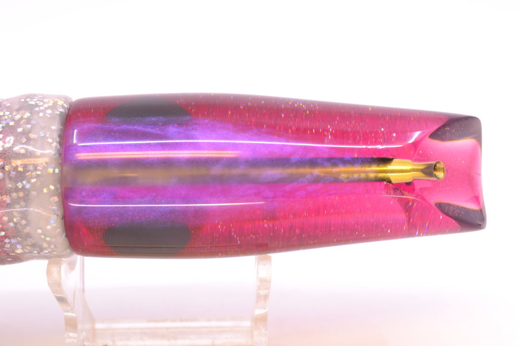 Coggin Lures Clear Mirrored Plum Back Old Style Stick Troll Swimmer 12" 7oz Skirted GZE