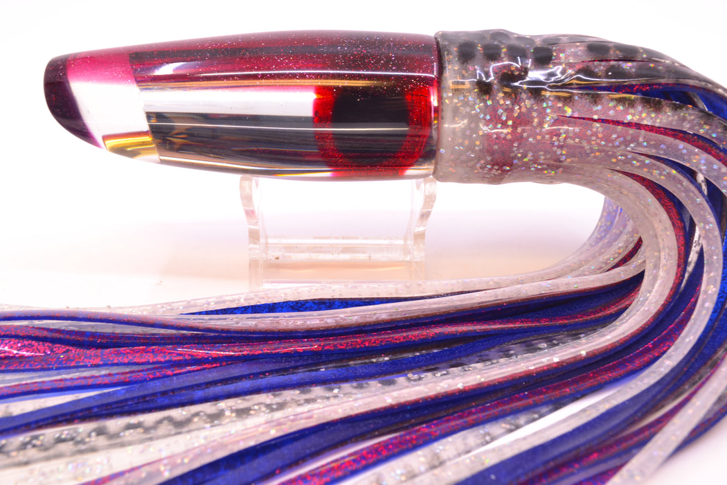 Coggin Lures Clear Mirrored Plum Back Old Style Stick Troll Swimmer 12" 7oz Skirted GZE