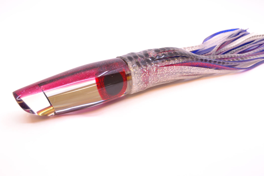 Coggin Lures Clear Mirrored Plum Back Old Style Stick Troll Swimmer 12" 7oz Skirted GZE