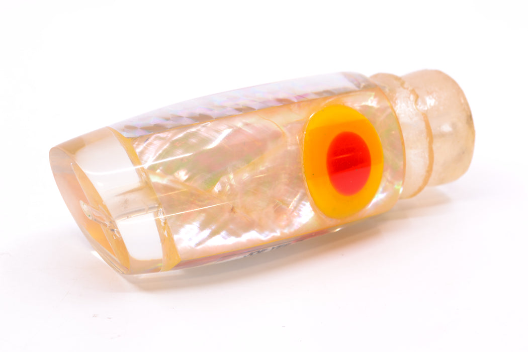 Joe Yee White Angel Wing MOP Red-Yellow Eyes Medium Plunger 12" 4.5oz New Pre-Owned