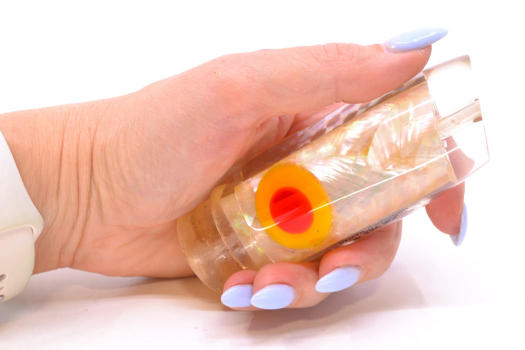 Joe Yee White Angel Wing MOP Red-Yellow Eyes Medium Plunger 12" 4.5oz New Pre-Owned