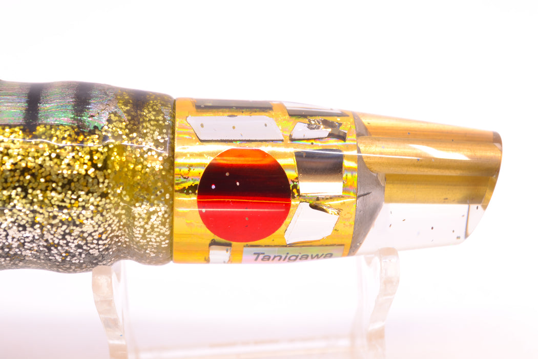 Tanigawa Lures Gold Aurora Cracked Glass 2-Hole Slant 7" 9.6oz Skirted Yellow Aurora GZE