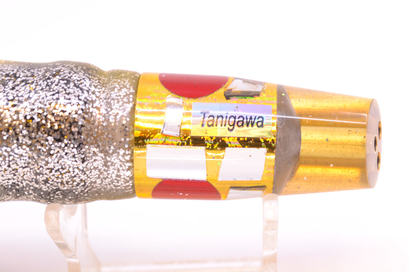 Tanigawa Lures Gold Aurora Cracked Glass 2-Hole Slant 7" 9.6oz Skirted Yellow Aurora