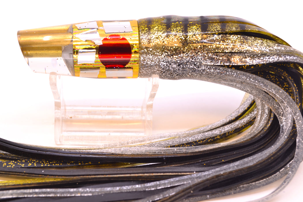 Tanigawa Lures Gold Aurora Cracked Glass 2-Hole Slant 7" 9.6oz Skirted Yellow Aurora GZE