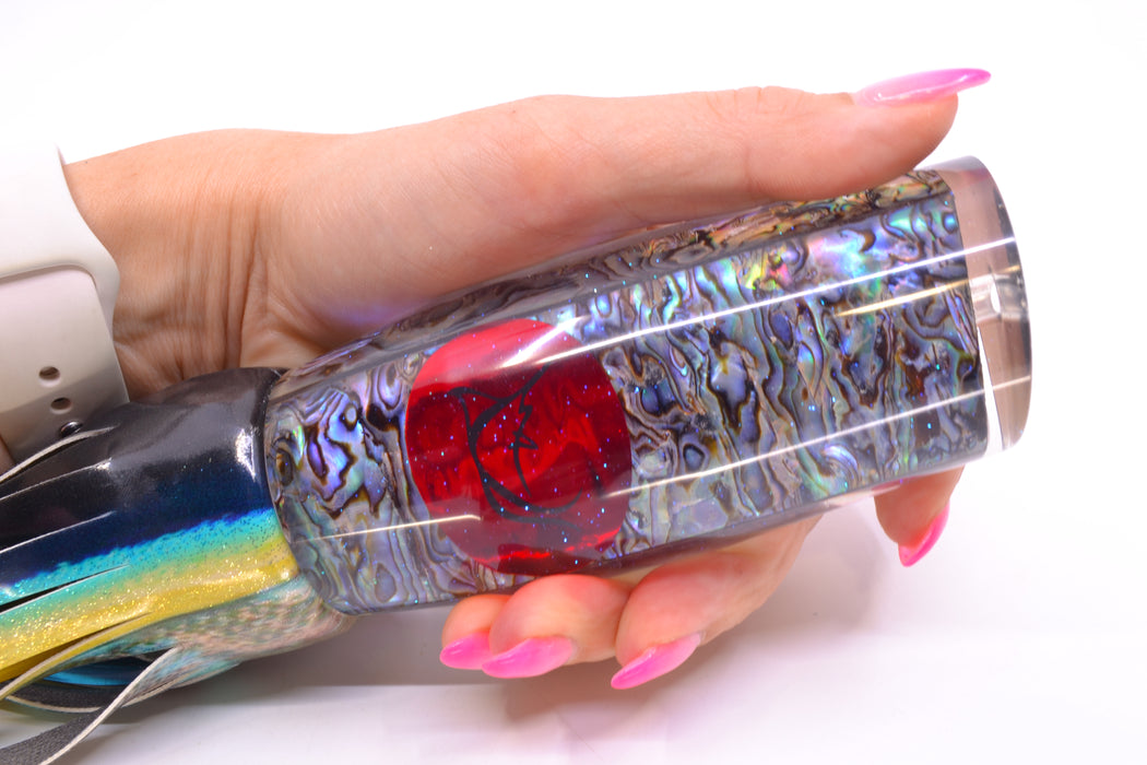 Bonze Lures Paua Shell Red Eyes Spellbound 14" 12oz Fire Tailz Vinyl Yellowfin Tuna