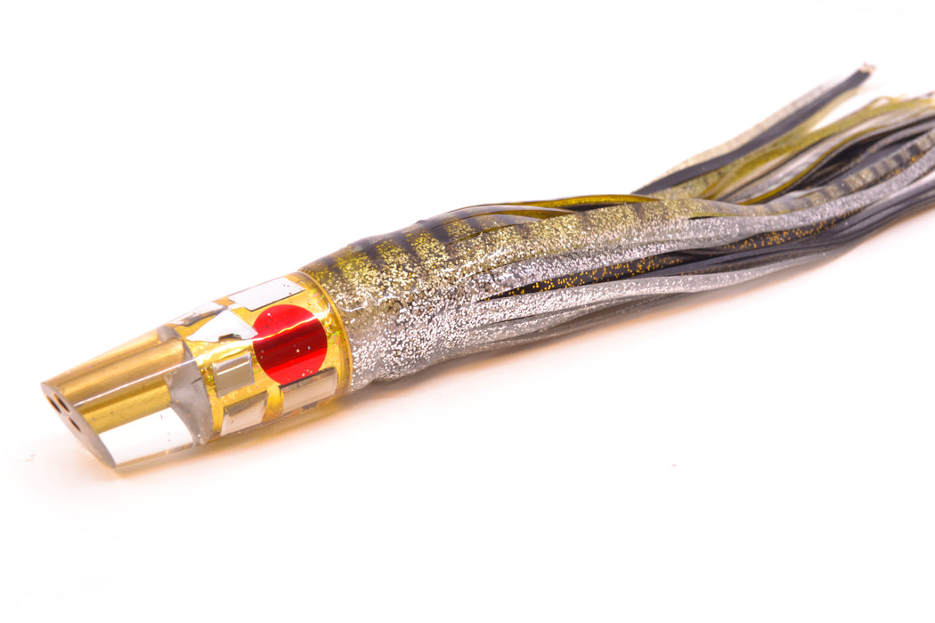 Tanigawa Lures Gold Aurora Cracked Glass 2-Hole Slant 7" 9.6oz Skirted Yellow Aurora GZE