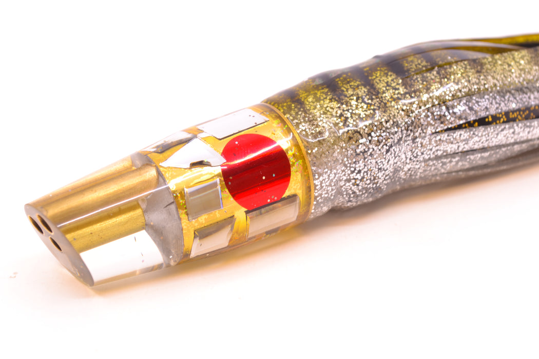 Tanigawa Lures Gold Aurora Cracked Glass 2-Hole Slant 7" 9.6oz Skirted Yellow Aurora GZE