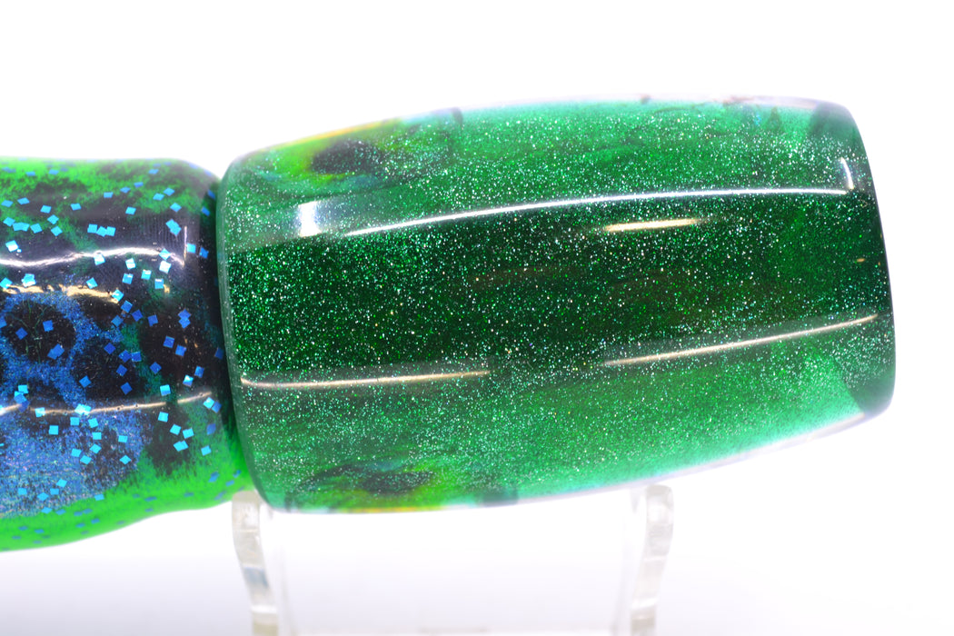 Coggin Lures Ice Rainbow Dichro Green Back Tado Mauna Loa Invert 12" 13oz Skirted