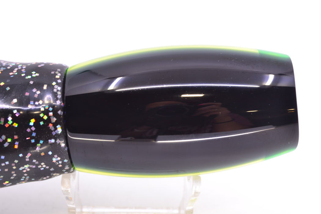 Moyes Lures Chartreuse MOP Black Back Taxi Eyes Large Argus 14" 10oz Skirted Black