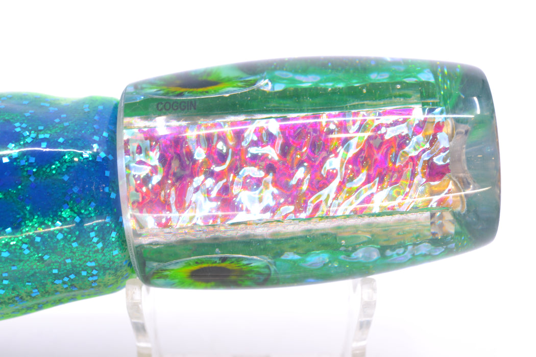 Coggin Lures Ice Rainbow Dichro Green Back Tado Mauna Loa Invert 12" 13oz Skirted