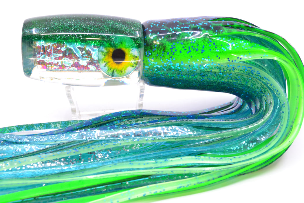 Coggin Lures Ice Rainbow Dichro Green Back Tado Mauna Loa Invert 12" 13oz Skirted