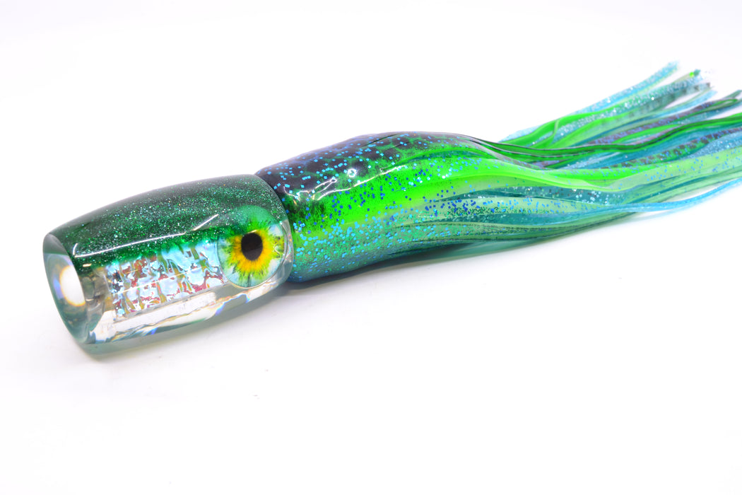 Coggin Lures Ice Rainbow Dichro Green Back Tado Mauna Loa Invert 12" 13oz Skirted