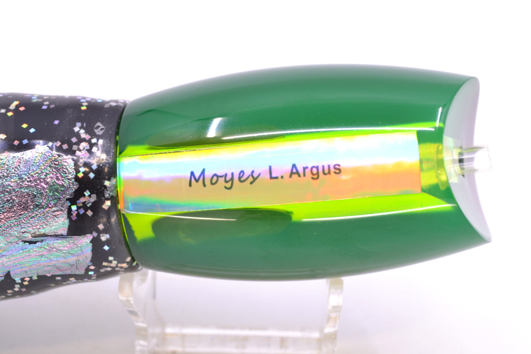 Moyes Lures Chartreuse MOP Black Back Taxi Eyes Large Argus 14" 10oz Skirted Black