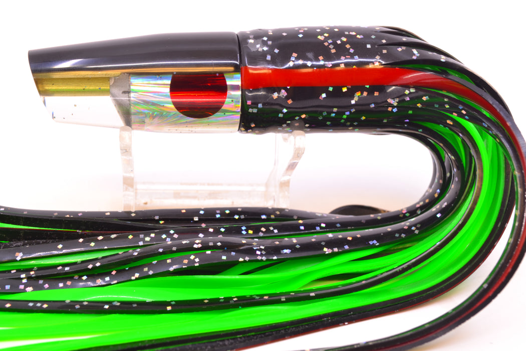 Tanigawa Lures Silver Starburst Black Back 2-Hole Slant 7" 9.6oz Skirted Black/Green GZE