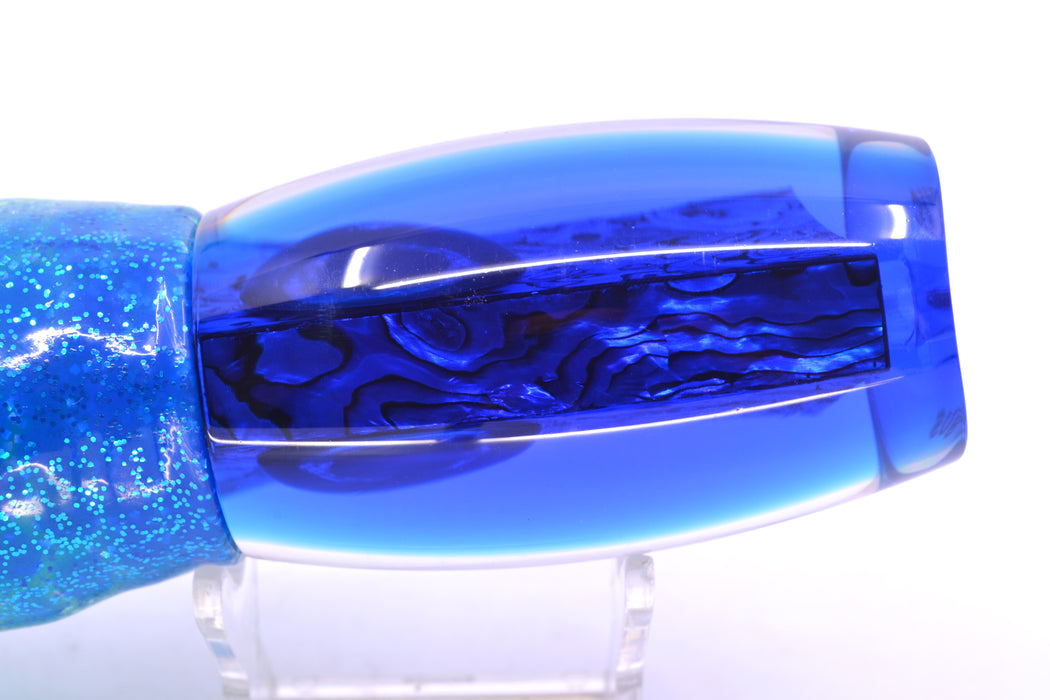Moyes Lures Paua Shell Blue Back Large Argus 14" 10oz Skirted Blue Dots/Green