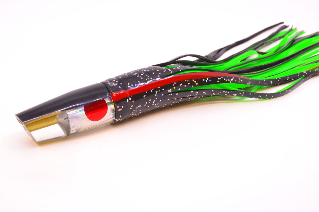 Tanigawa Lures Silver Starburst Black Back 2-Hole Slant 7" 9.6oz Skirted Black/Green GZE