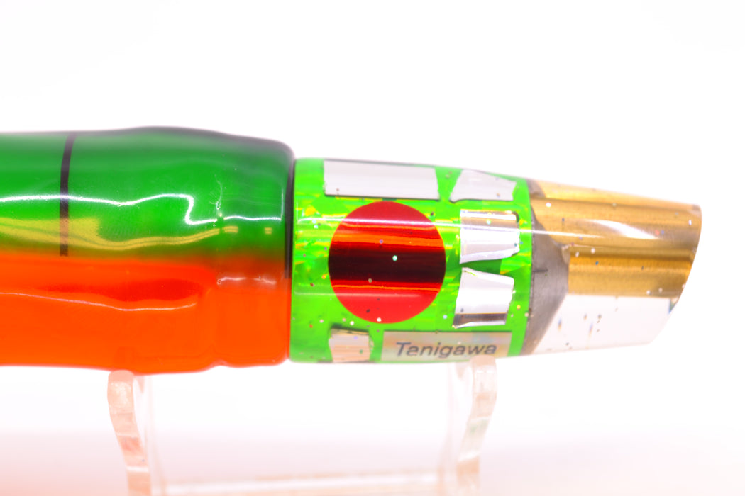 Tanigawa Lures Green Rainbow Flake Cracked Glass 2-Hole Slant 7" 9.6oz Skirted Guacamaya GZE