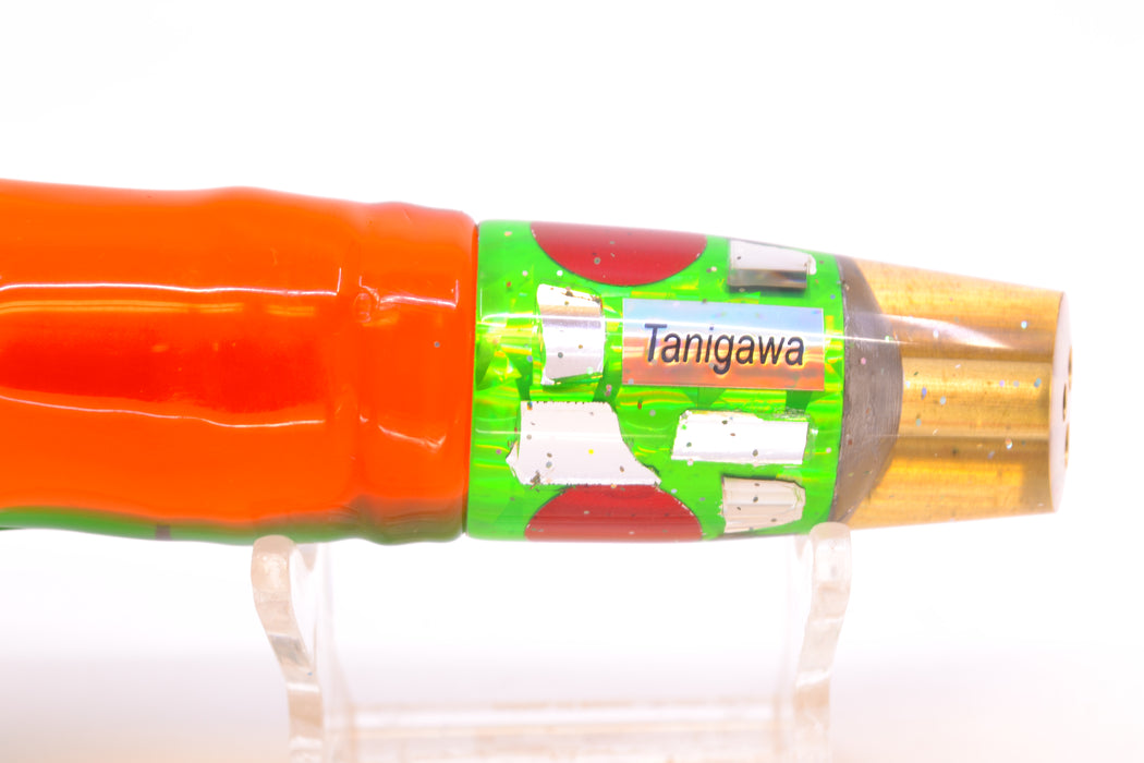 Tanigawa Lures Green Rainbow Flake Cracked Glass 2-Hole Slant 7" 9.6oz Skirted Guacamaya GZE
