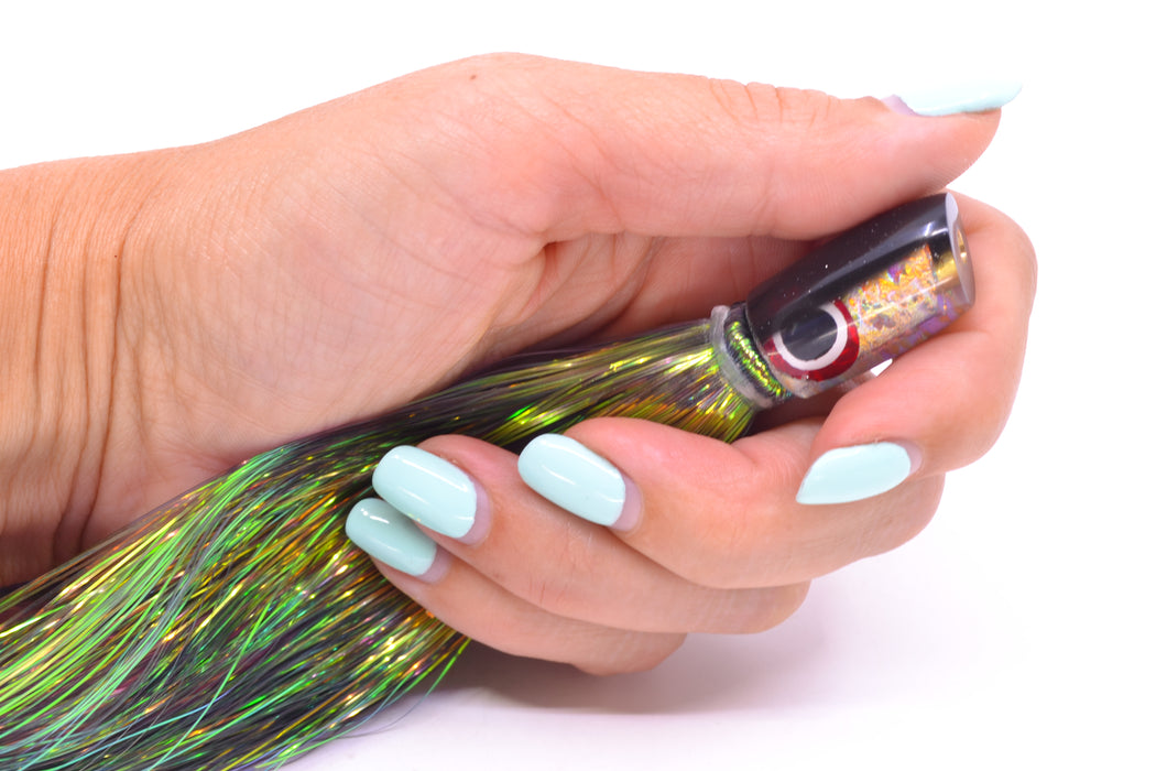 Coggin Lures Ice Rainbow Dichro Black Back Tado Lo'ihi Peanut Slant 4.5" 1oz Flashabou GZE