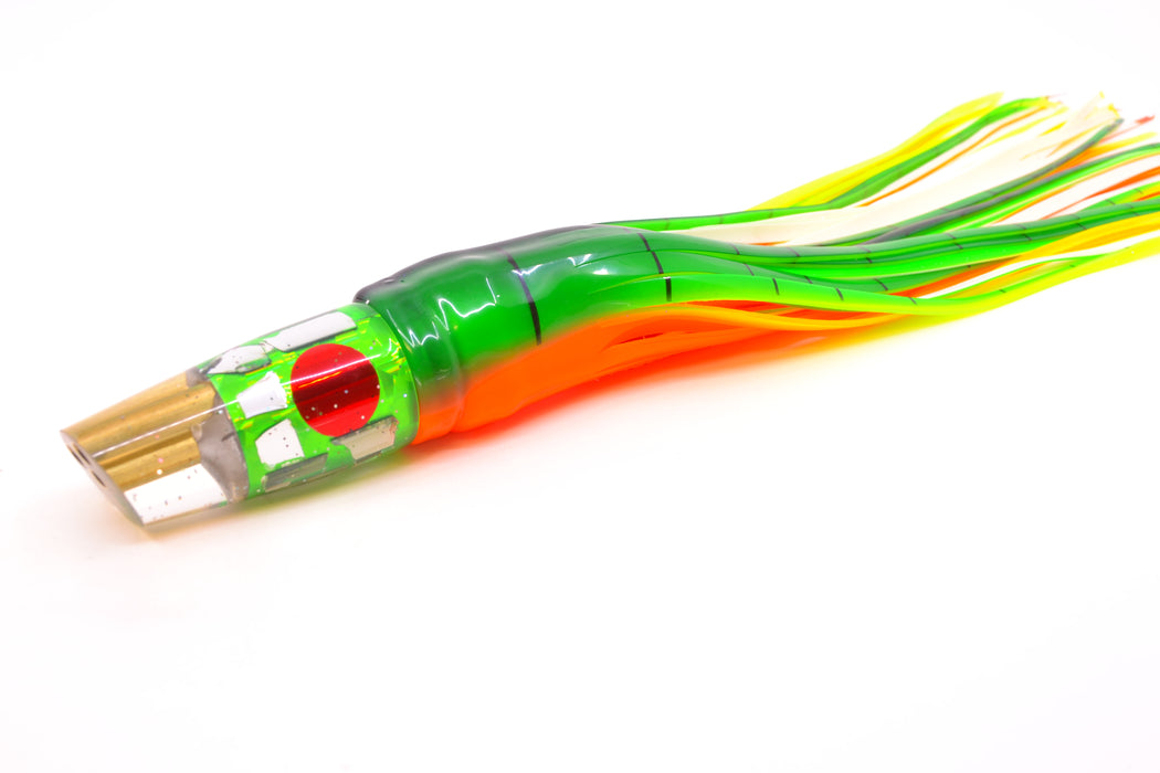Tanigawa Lures Green Rainbow Flake Cracked Glass 2-Hole Slant 7" 9.6oz Skirted Guacamaya GZE
