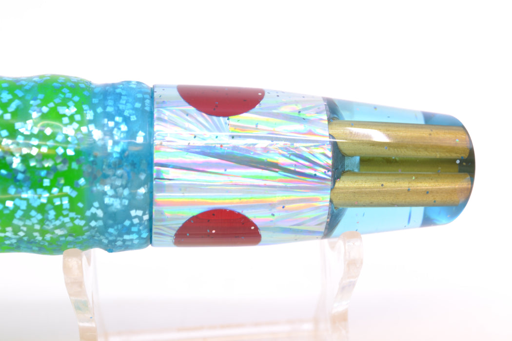 Tanigawa Lures Ice Blue Rainbow Starburst 2-Hole Slant 7" 9.6oz Skirted Ice Blue/Rainbow GZE