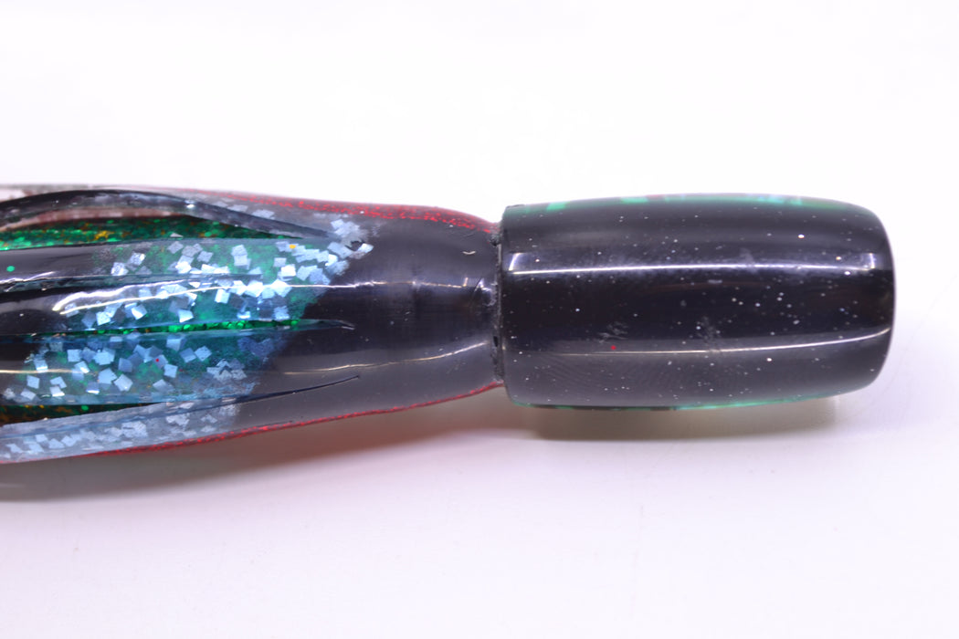 Coggin Lures Ice Rainbow Dichro Black-Green Back Tado Lo'ihi Peanut Slant 4.5" 1oz Skirted Evil GZE