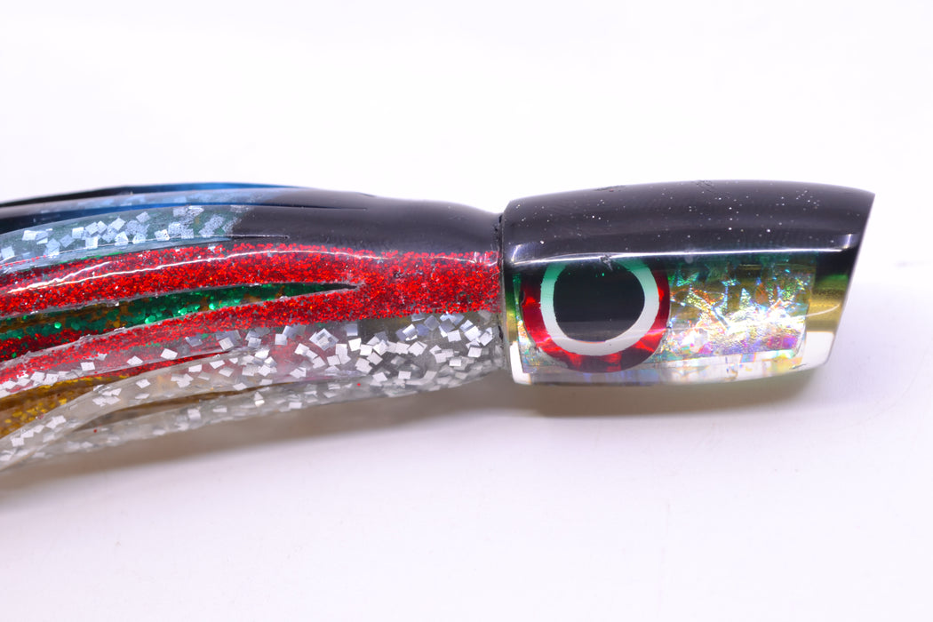 Coggin Lures Ice Rainbow Dichro Black-Green Back Tado Lo'ihi Peanut Slant 4.5" 1oz Skirted Evil GZE
