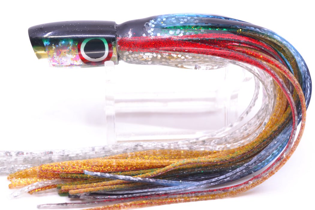 Coggin Lures Ice Rainbow Dichro Black-Green Back Tado Lo'ihi Peanut Slant 4.5" 1oz Skirted Evil GZE
