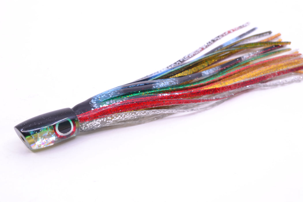 Coggin Lures Ice Rainbow Dichro Black-Green Back Tado Lo'ihi Peanut Slant 4.5" 1oz Skirted Evil GZE