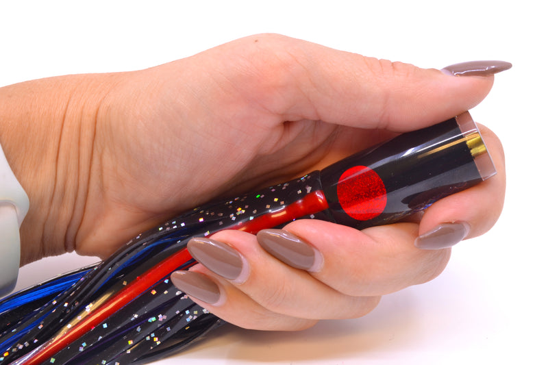 Koya Lures Black Pearl Red Eyes Hard Head 5.5" 2oz Skirted Black/Purple-Blue