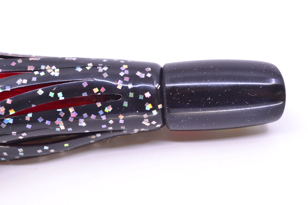 Coggin Lures Black Dichro Black Back Tado Lo'ihi Peanut Slant 4.5" 1oz Skirted Black/Red GZE