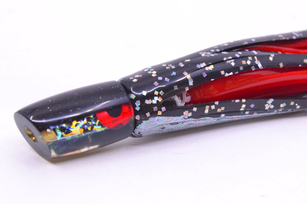 Coggin Lures Black Dichro Black Back Tado Lo'ihi Peanut Slant 4.5" 1oz Skirted Black/Red GZE