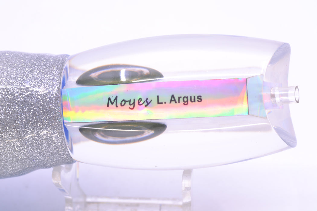 Moyes Lures White MOP Large Argus 14" 10oz Skirted Blue-Silver/White