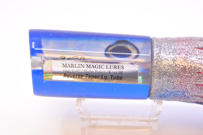 Marlin Magic Lures White Awabi Blue Back Reverse Taper Large Tube 12" 9oz Skirted