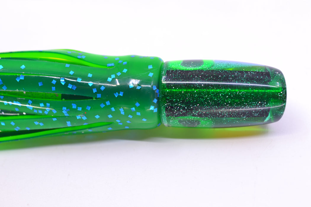 Coggin Lures Yellow Mirrored Green Back Tado Lo'ihi Peanut Slant 4.5" 1oz Skirted Mahi GZE