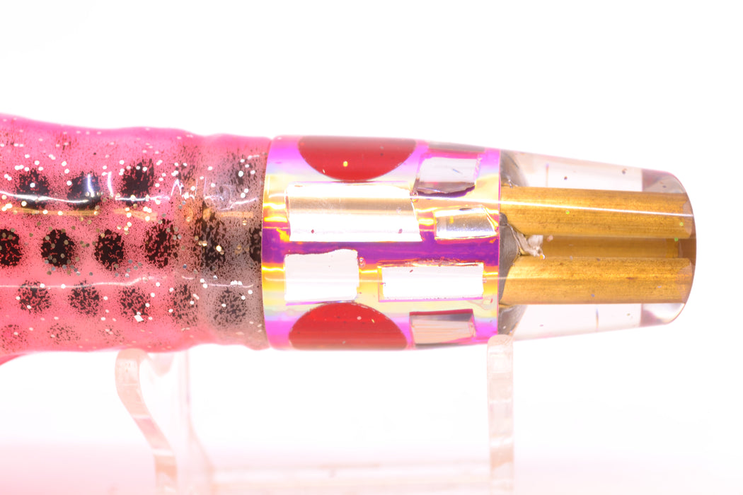 Tanigawa Lures Pink Rainbow Cracked Glass 2-Hole Slant 7" 9.6oz Skirted Black Dots/Pink GZE
