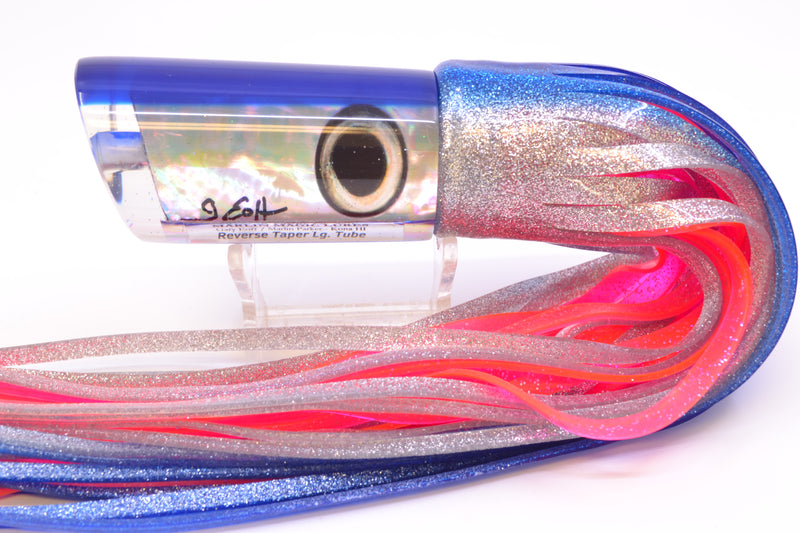Marlin Magic Lures White Awabi Blue Back Reverse Taper Large Tube 12" 9oz Skirted