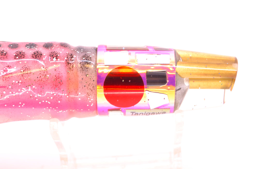 Tanigawa Lures Pink Rainbow Cracked Glass 2-Hole Slant 7" 9.6oz Skirted Black Dots/Pink GZE