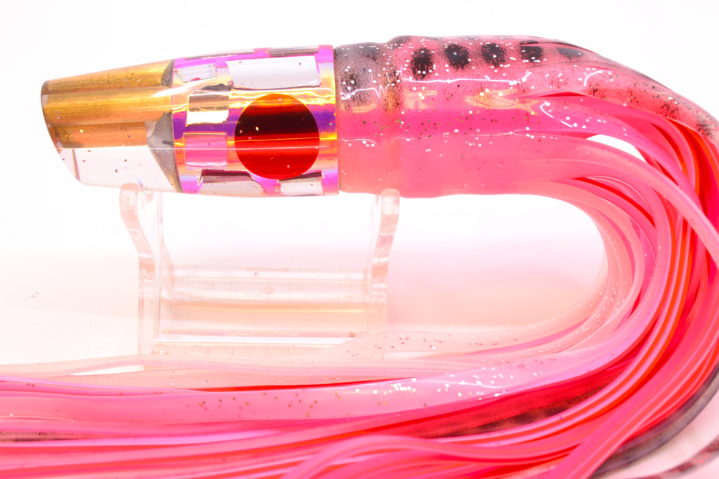 Tanigawa Lures Pink Rainbow Cracked Glass 2-Hole Slant 7" 9.6oz Skirted Black Dots/Pink GZE
