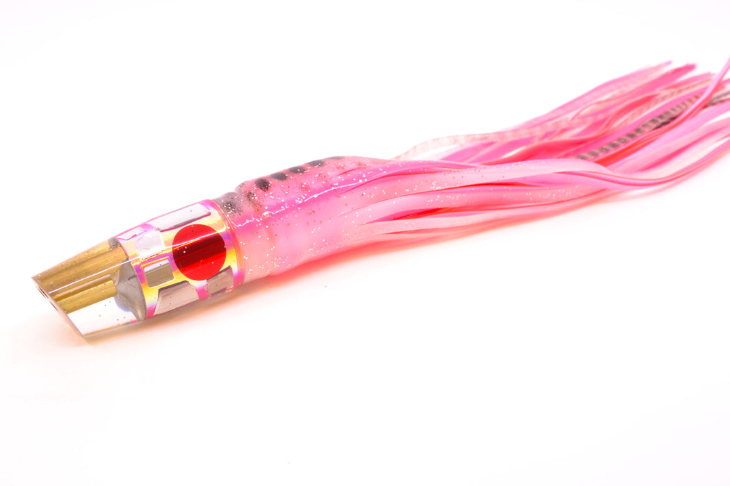 Tanigawa Lures Pink Rainbow Cracked Glass 2-Hole Slant 7" 9.6oz Skirted Black Dots/Pink GZE