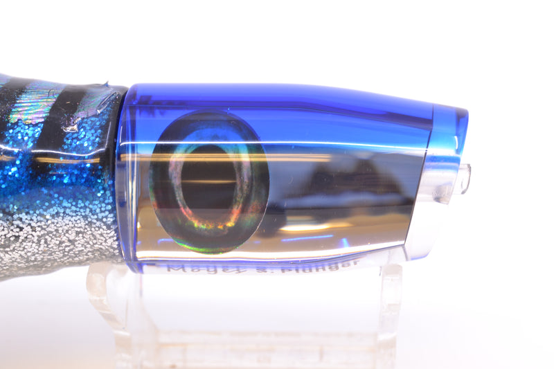 Moyes Lures Clear Mirrored Blue Back Small Plunger 9" 5oz Skirted Blue Aurora