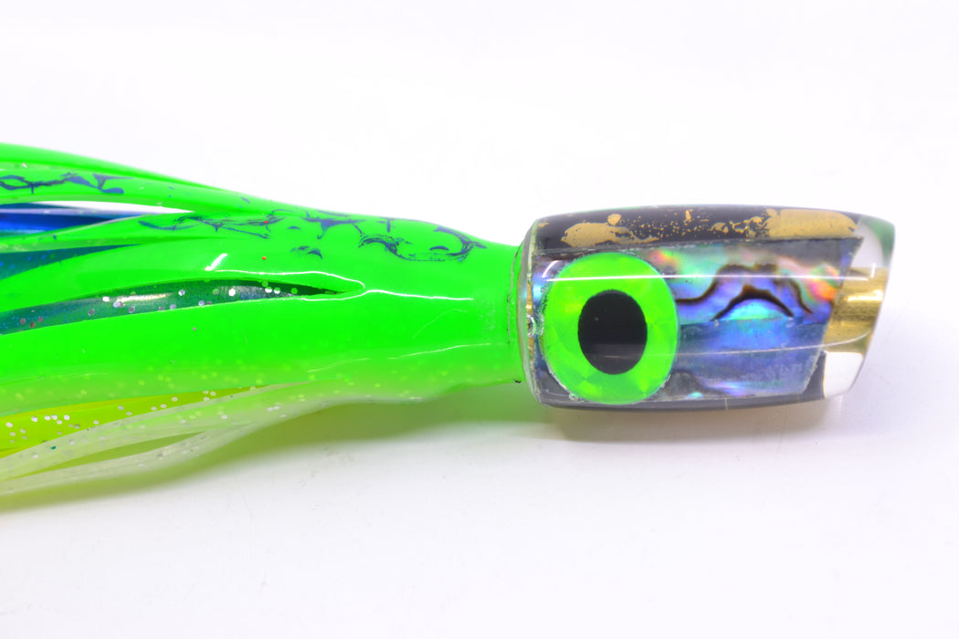 Coggin Lures Blue-Purple Abalone Tado Lo'ihi Peanut Slant 4.5" 1oz Skirted Green-Clear GZE