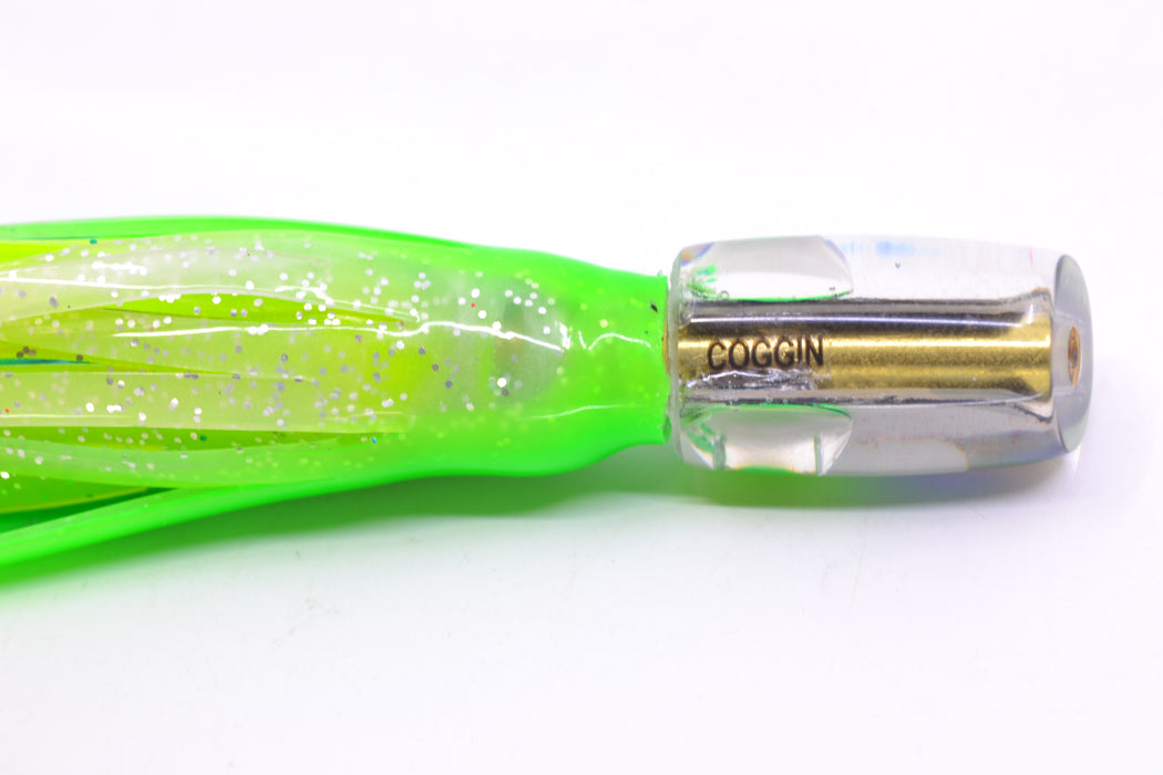 Coggin Lures Blue-Purple Abalone Tado Lo'ihi Peanut Slant 4.5" 1oz Skirted Green-Clear GZE