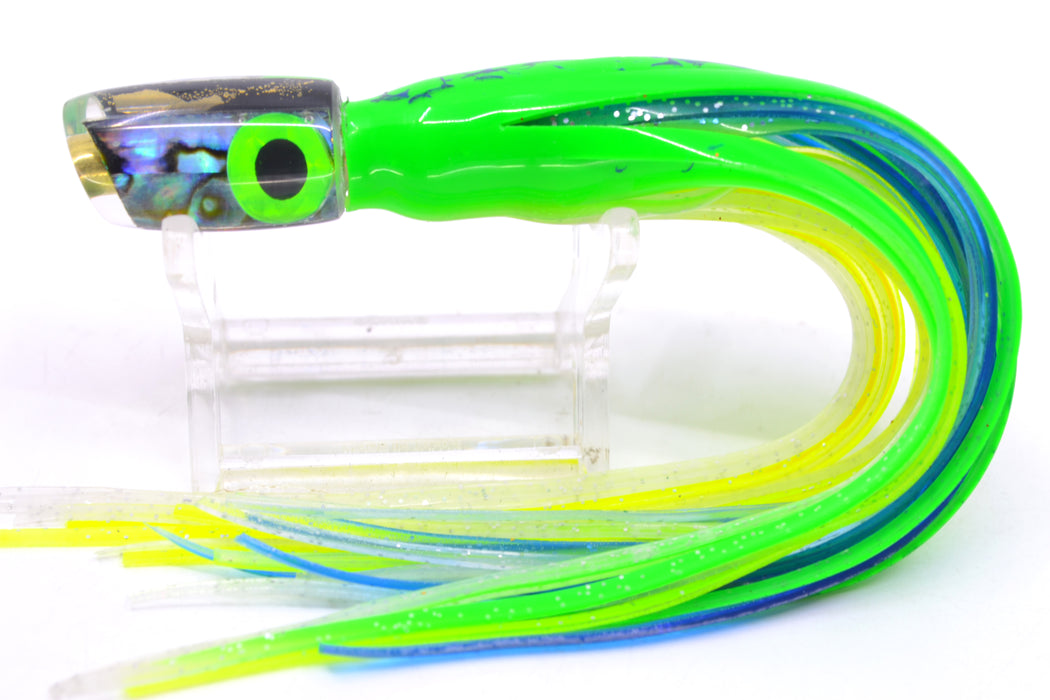 Coggin Lures Blue-Purple Abalone Tado Lo'ihi Peanut Slant 4.5" 1oz Skirted Green-Clear GZE