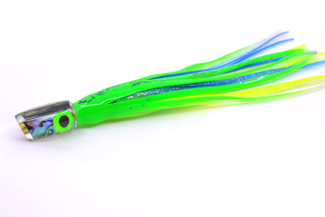 Coggin Lures Blue-Purple Abalone Tado Lo'ihi Peanut Slant 4.5" 1oz Skirted Green-Clear GZE