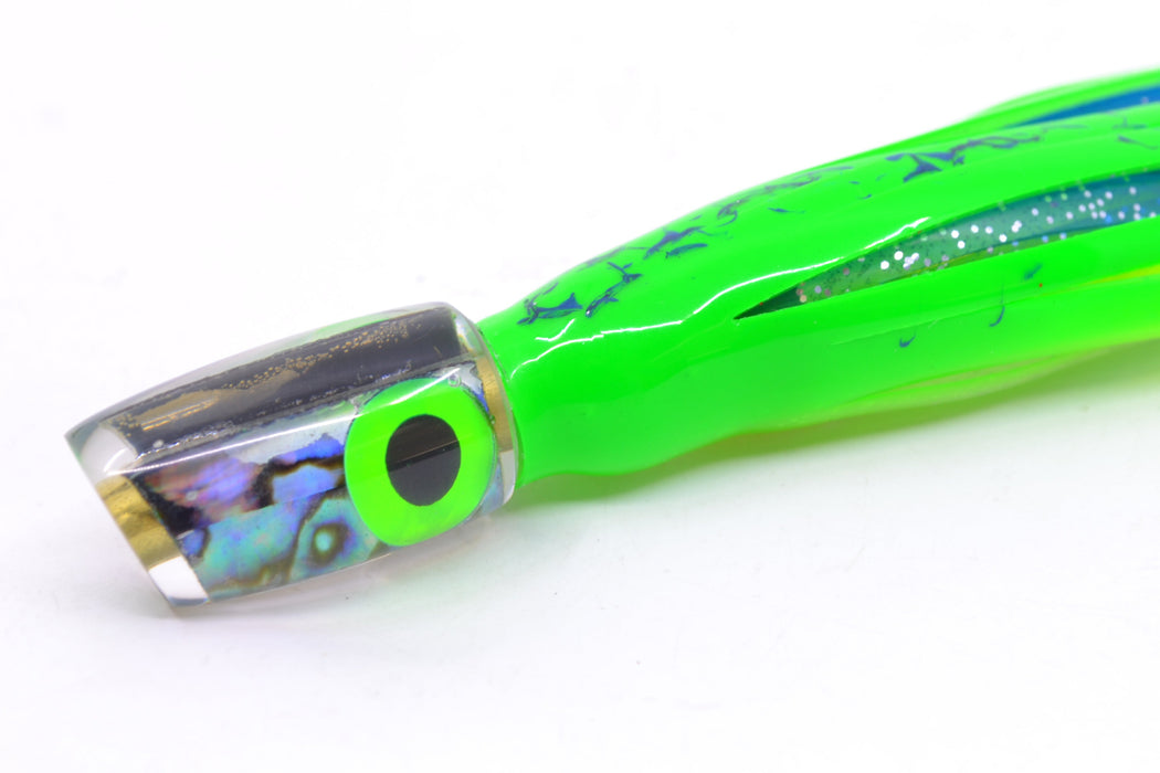 Coggin Lures Blue-Purple Abalone Tado Lo'ihi Peanut Slant 4.5" 1oz Skirted Green-Clear GZE
